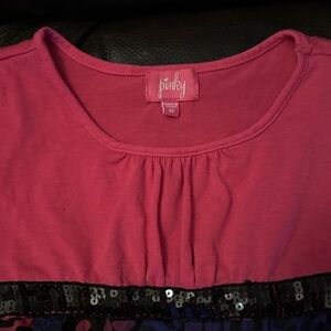 Pinky Fuchsia Dress with Black Sequin Accent